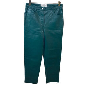 Wilfred Pants Womens 6 Green THE MELINA Vegan Leather Hi-Rise Straight Trousers